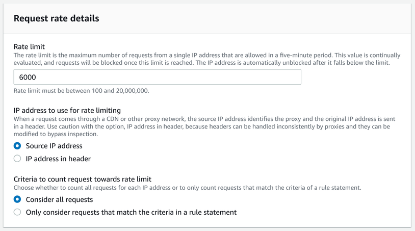 A WAF rule can implement rate limiting per IP address